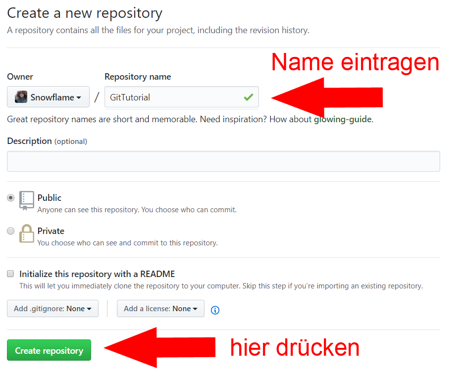 name show repository git Anfänger Git & Tutorial Github