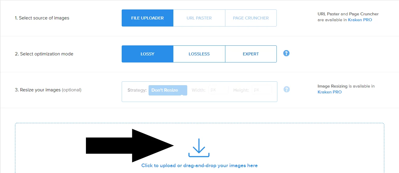 Kraken.io webinterface