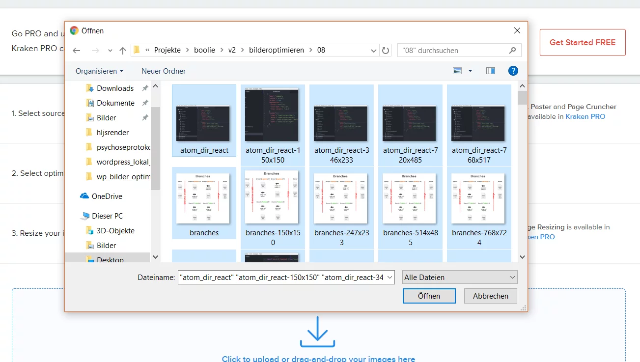 Upload alle Bilder auf kraken.io