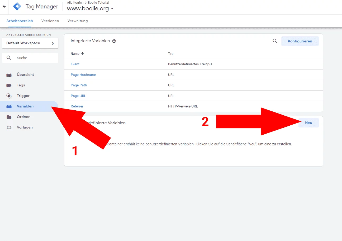 Google Tag Manager Variable anlegen