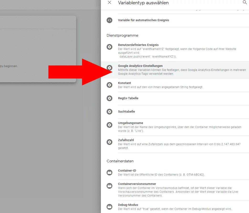 Google Analytics Einstellungen