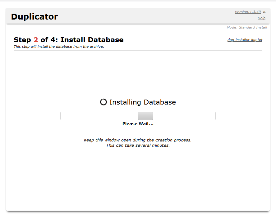 duplicator backup install db insert